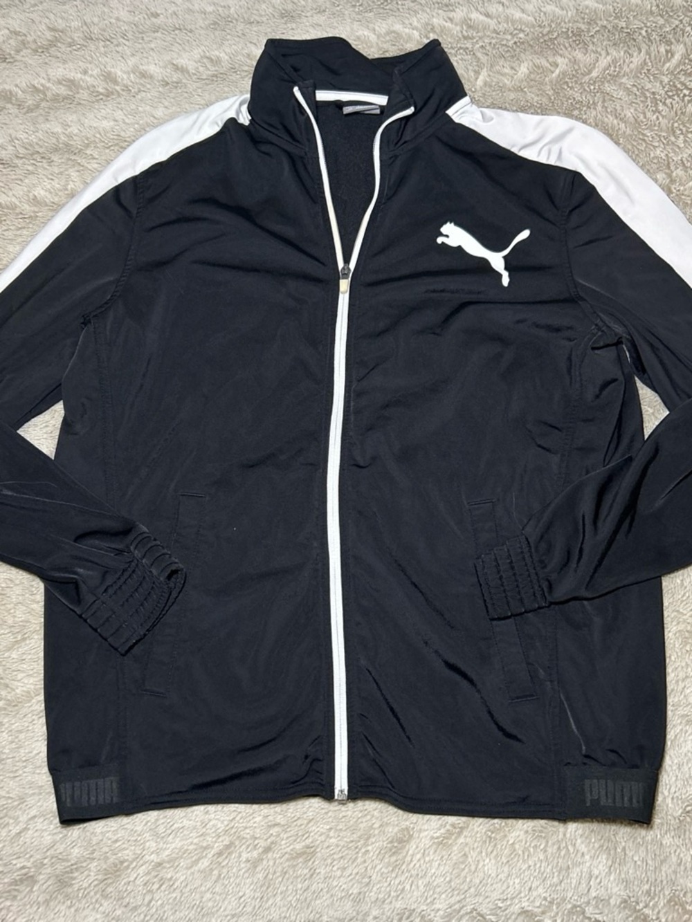 Puma Men’s Black Track Jacket with White Accents